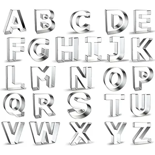 26 Stück große 6,6 cm Alphabet Buchstaben Ausstechformen Formen Edelstahl - Metall Fondant Buchstaben Ausstecher für Festivals täglichen Gebrauch - Form DIY Keksform Fondant Keks Kuchen Obst Gemüse