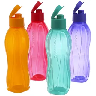 TUPPERWARE Wasserflasche - 1 Liter Fliptop Set von 4 Stück Wasserflasche Kühlspender