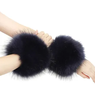 Damen Armstulpen Fell Stulpen, Pulswärmer Pelz Kunstfell Armwärmer Manschetten Fellstulpen Faux Pelz Armstulpen Faux Fur Wrist Band Ring Cuffs Wärmer für Frauen Pelzmanschetten Ringmanschetten Wärmer