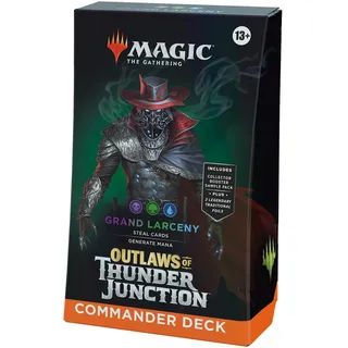 Magic: The Gathering – Outlaws von Thunder Junction Commander-Deck – Schwerer Diebstahl (Deck mit 100 Karten, Sammler-Booster-Probepackung mit 2 Karten und Zubehör) (English Version)