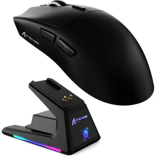 MAMBASNAKE x Attack Shark X1 Leichtgewicht FPS-Gaming-Maus mit Ladestation, 49g Ultralight, 40K DPI PAW3395 PRO-Sensor, 1000Hz Abfragerate, BT/2,4G Wireless/Wired Office-Maus für PC/Mac - Schwarz