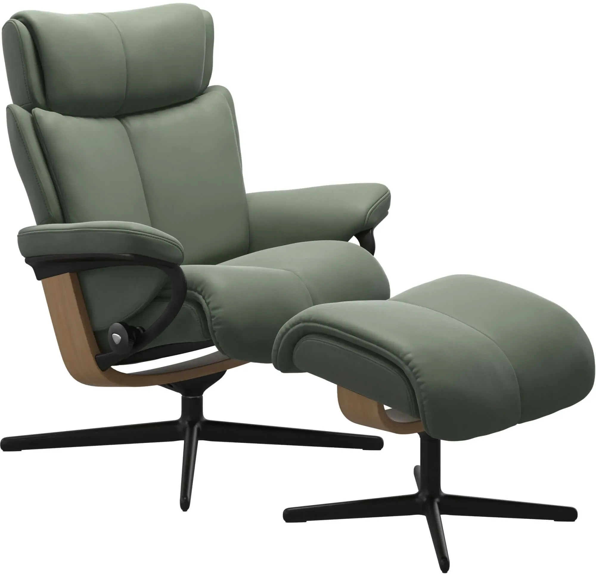 Stressless Sessel Magic M | Cross Untergestell Batick Thyme Green Matt Schwarz Eichefarben