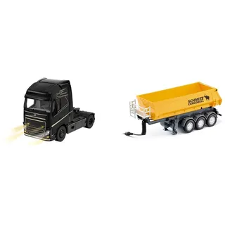Siku 6731, Volvo FH16 LKW, 1:32, Schwarz, Ferngesteuert & 3-Achs-Kippsattelauflieger, 1:32, Gelb, Ferngesteuert, Control-LKW Control-Fahrzeuge