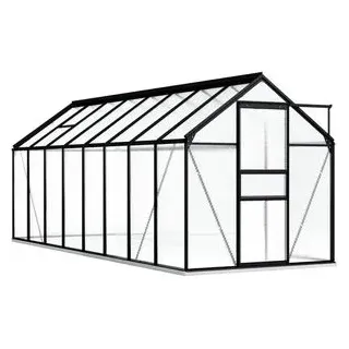 vidaXL Gewächshaus mit Fundamentrahmen Anthrazit Aluminimum 9,31 m2 Alu 48220,