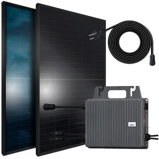 sunniva Balkonkraftwerk Full Black Bifacial 800W inkl. Growatt Wechselrichter + 2 x 460W Solarpanels