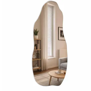 GREENSAPPIRE Asymmetrischer Wandspiegel - Moderner Rahmenloser Spiegel, Dekor Spiegel für Wohnzimmer, Flur und Schlafzimmer, Eleganter Glas Spiegels ohne Rahmen (Sonderform 100 x 50 cm)