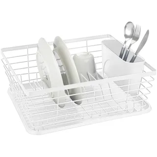 Wenko Geschirrabtropfer Mod. Drip, weiß, Metall/Kunststoff, 36x15x30 cm, mit abnehmbarem Besteckkorb