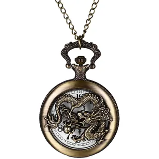 Avaner Taschenuhr mit Kette Drachen Analoge Quarz Taschenuhr mit Arabische Ziffern Pocket Watch für Frauen Männer