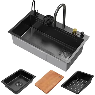 ML-Design Spülbecken Edelstahl 80x46 cm Anthrazit rechteckig,