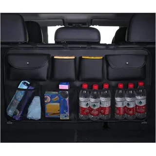 WENYINGLIHAI Auto Kofferraum Leder Organizer Box für VW Taigo Touran Tiguan CC Beetle Car Boot Organiser, Faltbare Aufbewahrungstasche Wasserdicht mit Fächern Aufbewahrungs Box Zubehör,A/Black