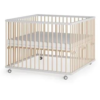 Sämann Laufgitter mit Matratze - weiß/natur - Premium Kollektion | Gr.: 75x100 cm