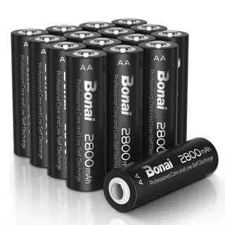 Bonai Akku AA 2800mAh 8 Stück Wiederaufladbare Batterien hohe Kapazität 1,2V Mignon AA Accu NI-MH Aufladbare Akkubatterien HR6 Rechargeable Battery geringe Selbstentladung