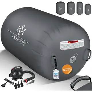 Kesser KESSER® Aufblasbare Air Roll Airtrack, Gymnastik-Rolle inkl. Tragetasche & elektr. Luftpumpe Barrel Gymnastik Tumbling Yoga Gymnastik Rolle Gymnastikmatte, Fitnessrolle