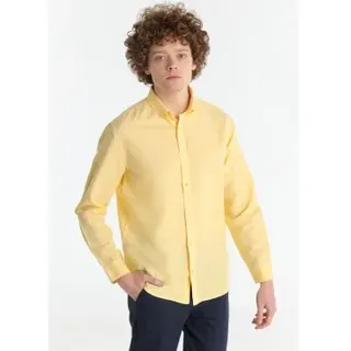 Lois Jeans für Herren. 145473915 Gelbes Basic-Hemd (L), Lässig, Baumwolle, Langarm
