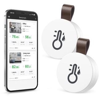 Brifit Mini Thermometer Hygrometer, Bluetooth Thermometer Hygrometer mit APP & Datenspeicherung, Digital Temperatur Feuchtigkeitssensor für Haus, Büro, Gewächshaus, Weinkeller, 2 Pack