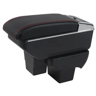 YJYWZH für VW Polo 2019-2023 Armlehnen Mittelarmlehne mit Ablagefach und Getrankehalter USB-Anschluss Autozubehör Konsole Armauflage Schwarz