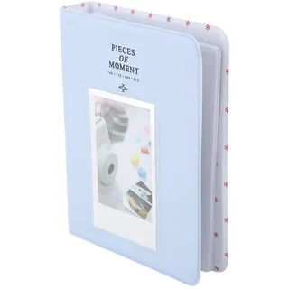 3-Zoll-Fotoalbum, PU-Leder, 64 Taschen, Album, Fotokarten-Buchalbum für 12/11/9 und Series 3-Zoll-Fotos, Kinokarten, Visitenkarten (Blau)