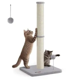 Songmics FEANDREA Kratzbaum, Kratzsäule mit Plüschball und Glocke 40 cm 40 cm, 85 cm