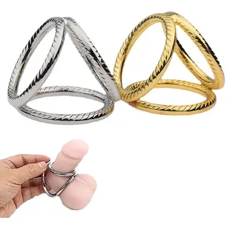Edelstahl Hodenteiler Cockring Hodensackring Männer Extreme Peniserektion Metall Penisring Hodenring Verzögerte Ejakulation Penisvergrößerung O-Ring Sexspielzeug SM Erotikspiele,Gold