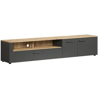 trendteam smart living - TV-Lowboard Fernsehtisch Fernsehschrank - Wohnzimmer - Esteban - Aufbaumaß (BxHxT) 210 x 43 x 41 cm - Farbe Anthrazit mit Coast Evoke Eiche - 231231884