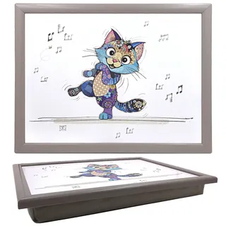 Lesser & Pavey Bug Art Keira Kätzchen Knietablett zum Servieren und Frühstück, bequemes Knietablett mit Sitzsack-Kissen für Snacks und Abendessen, langlebiges Serviertablett zum Essen auf dem Schoß