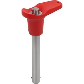 KUGELSPERRBOLZEN MIT L-GRIFF, D1=12, L=70, L1=9,9, L5=79,9, EDELSTAHL, KOMP:THERMOPLAST ROT RAL3020