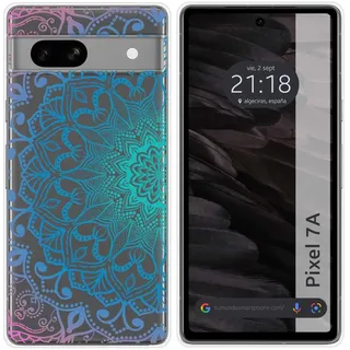 Hülle Silikon Transparent für Google Pixel 7a 5G Design Mandala Muster