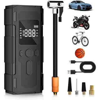 Elektrische Luftpumpe, 6000mAh Fahrradpumpe 150PSI mit LED-Anzeige & Licht, Kompressor für E-Bike/Auto/Motorrad/Bälle, digitale Druckanzeige