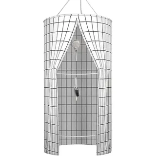 Runder Polyester-Duschvorhang, Doppelreißverschluss, wärmeisoliert, tragbar, kalt isoliert, hängend, 100% Polyester, H200 x B100 cm, Weiß, Modern, Duschvorhang, Badezimmer