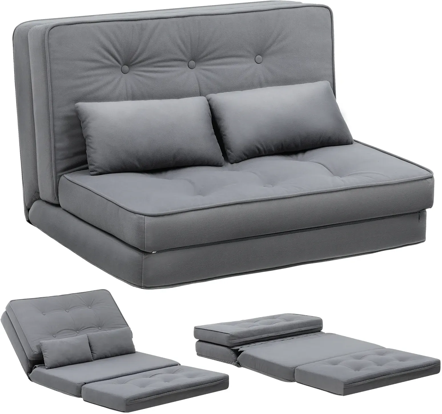 COMHOMA Sofa Couch Schlafcouch Klein Bed 2er Mini Bettsofa 6-Stufig Verstellbare Rückenlehne, Wohnzimmer, Schlafzimmer