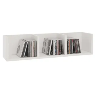 CARO-Möbel Cd/Dvd-, weiß, Holzwerkstoff, Mode, 75x18x18 cm, Wohnzimmer, Regale, CD DVD Regal Stars Wandregal Hängeregal mit 3 Ablagefächern in Dekorationsregal