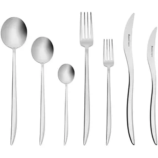 KARACA Amour 84 Teiliges Elegance Besteck Set mit Box für 12 Personen, Stahl, 12 Stück Menügabeln, 12 Esslöffel, 12 Tafelmesser,12 Dessertgabeln, 12 Dessertlöffel