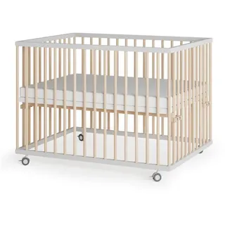 sämann – make a difference. Laufgitter, Weiß, Natur, Holz, Echtholz,Buche, 100x74x75 cm, Babymöbel, Laufstall Baby