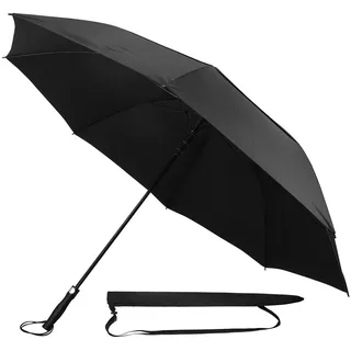 Sternenfunke XXL Regenschirm groß 2 Personen Ø162 cm auch als grosser Golf Regenschirm schwarz sturmfest, stabiler Griff, ohne Aufdruck, Familienregenschirm groß sturmfest, Regenschirm XXL