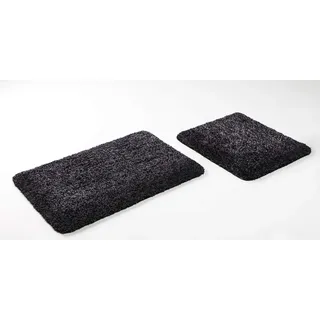 Goodway 2-teiliges Badematten Set Bahama schwarz, grau MELIERT │Mikrofaser super weich, rutschhemmend, waschmaschinenfest