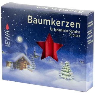 Ebersbacher Kerzenfabrik Baumkerzen rot , 20 Stück, Größe 13x105mm , BK20/250