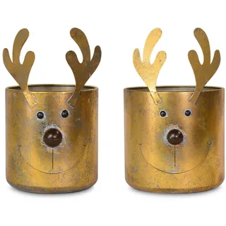 Riffelmacher Übertopf Rentier 20 x 20 x 31 cm Gold