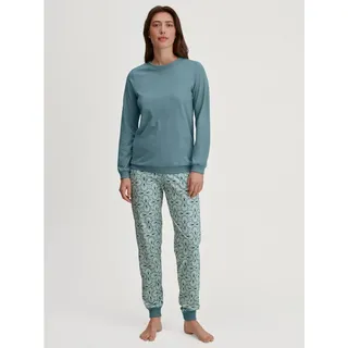 CALIDA Ornament Nights Bündchen-Pyjama Damen, weich, pflegeleicht, elastischer Hosenbund, softe Bündchen an den Abschlüssen