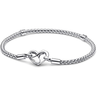 Pandora Armband mit Infinity Herzverschluss aus Sterlingsilber in der Farbe Silber, 925 Nietenkette, 17 cm