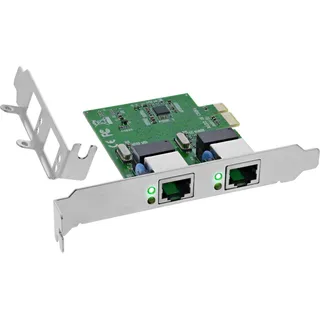 InLine Dual Gigabit Netzwerkkarte 2x RJ45 1Gb/s PCIe x1, inkl. LP Slotblech