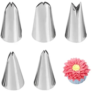 GIDWRIY 5 Stück SpritztüLlen Set Edelstahl,Piping Nozzles Set,TüLlen für Spritzbeutel,Spritztüllen für Spritzgebäck,Spritztüllen Wiederverwendbar,TüLlen Tortenspritze,Spritztüllen Backen Zubehör