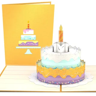 Lovepop® 3D Pop-Up Karte Geburtstag bunte Geburtstagstorte Geburtstagskarte birthday cake card | inkl. Umschlag & Versteckfach für Geld & Gutscheine