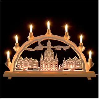 Erzgebirge-Palast Schwibbogen 3D-Doppelschwibbogen Dresdner Frauenkirche (50x32cm) von Schlick & Tür