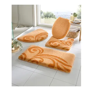 Badematte KLEINE WOLKE Gr. 8, rot (apricot), WC-Deckelbezug (47cm x 50cm),, Badematten