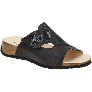 chromfrei gegerbte nachhaltige Pantolette, SCHWARZ/Kombi 0000 - 41