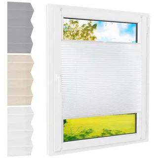 Foxx Plissee Klemmfix [weiß, 60x140 cm] ohne Bohren für Tür & Fenster, Faltrollo mit ...