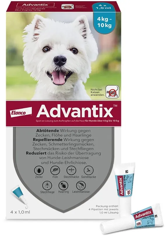 ADVANTIX Spot-on Lsg.z.Auftr.a.d.H.f.Hund 4-10 kg 4 St
