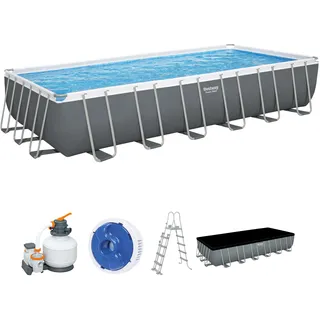 Komplett-Set mit Sandfilteranlage 732 x 366 x 132 cm, grau, eckig