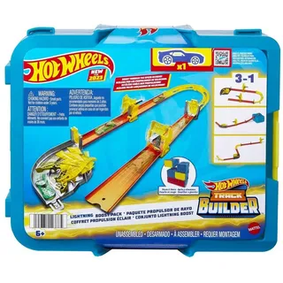 Mattel HMC03 - Hot Wheels - Track Builder - Blitz- Starter Set, Aufbewahrungsbox mit Track Bauteilen und einem Fahrzeug