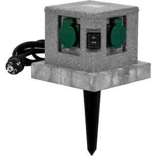 Grafner Grafner® Gartensteckdose Außensteckdose Steinoptik Quadratisch AS10785